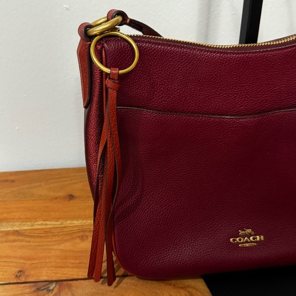 Coach Chaise Red/ Metallic Leather Crossbody Bag